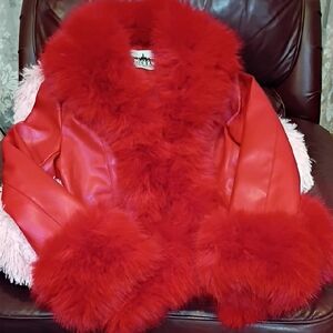 New faux leather jkt w/trim